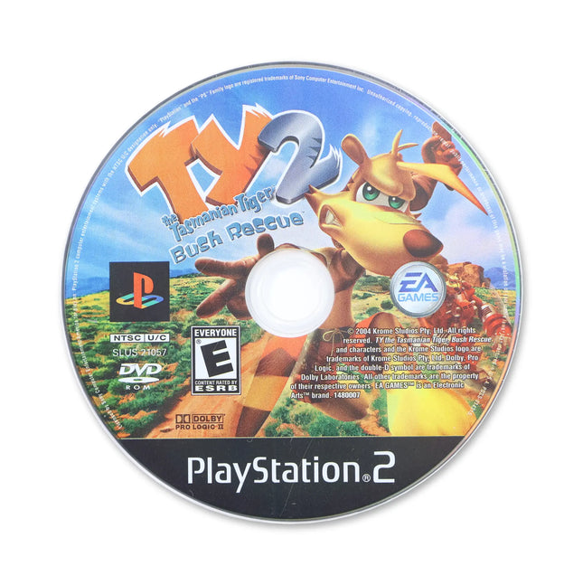 Ty the Tasmanian Tiger 2 Bush Rescue for Sony PlayStation 2 - Disc front with label - Game only.
