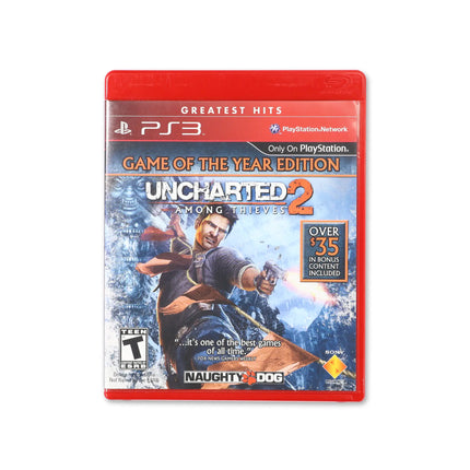 Uncharted 2: Among Thieves [Game of the Year Greatest Hits] for PlayStation 3 - Box front - Complete in box or box and game.