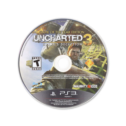 Uncharted 3: Drakes Deception [Game of the Year] for PlayStation 3 - Cartridge front with label - Game only.