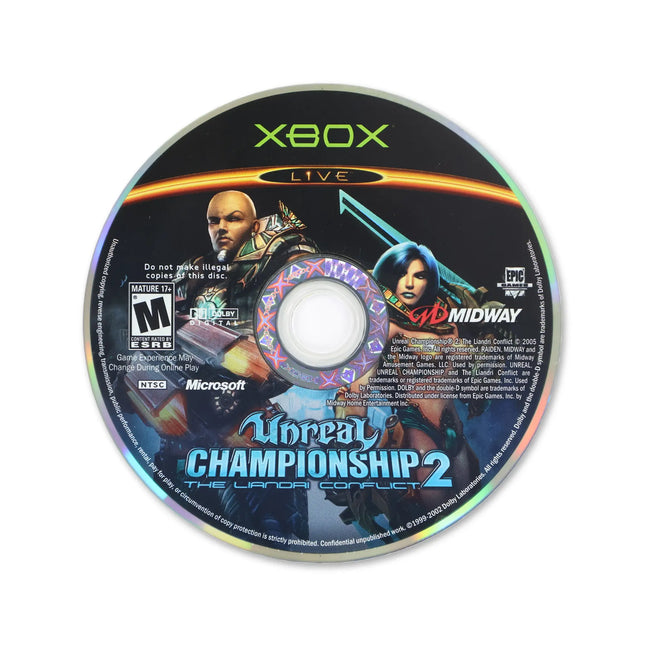 Unreal Championship 2 for Microsoft Xbox - Disc front with label - Game only.