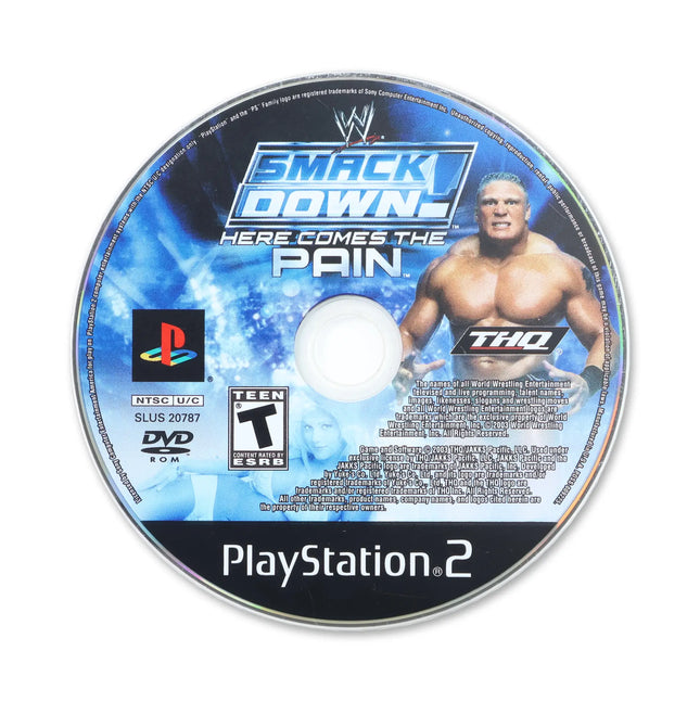 WWE Smackdown Here Comes the Pain for Sony PlayStation 2 - Disc front with label - Game only.