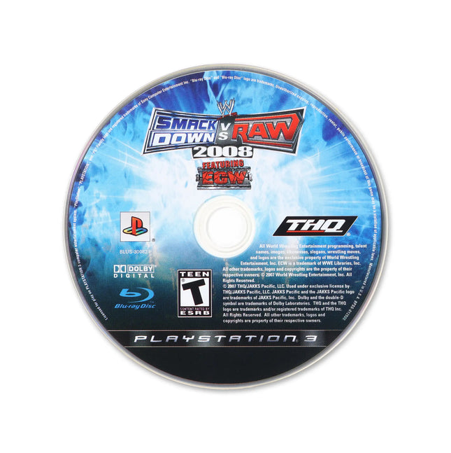 WWE Smackdown vs. Raw 2008 for PlayStation 3 - Cartridge front with label - Game only.