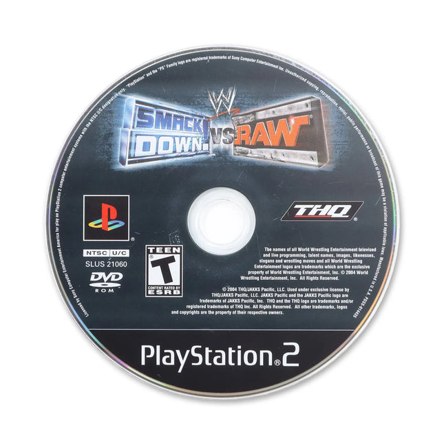 WWE Smackdown vs. Raw for Sony PlayStation 2 - Disc front with label - Game only.