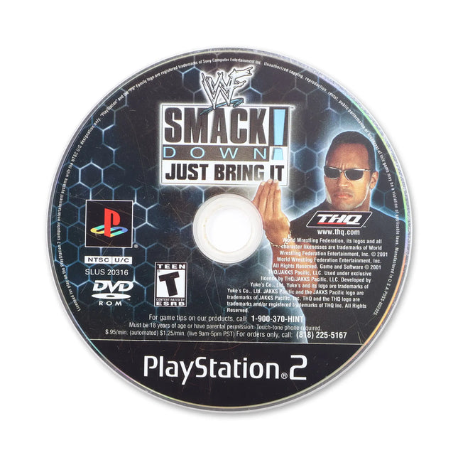 WWF Smackdown Just Bring It for Sony PlayStation 2 - Disc front with label - Game only.