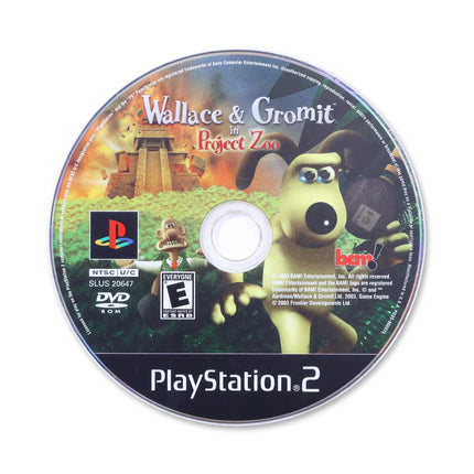 Wallace and Gromit Project Zoo for Sony PlayStation 2 - Disc front with label - Game only.