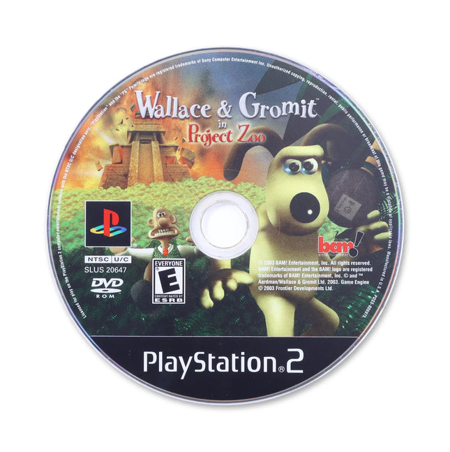 Wallace and Gromit Project Zoo for Sony PlayStation 2 - Disc front with label - Game only.