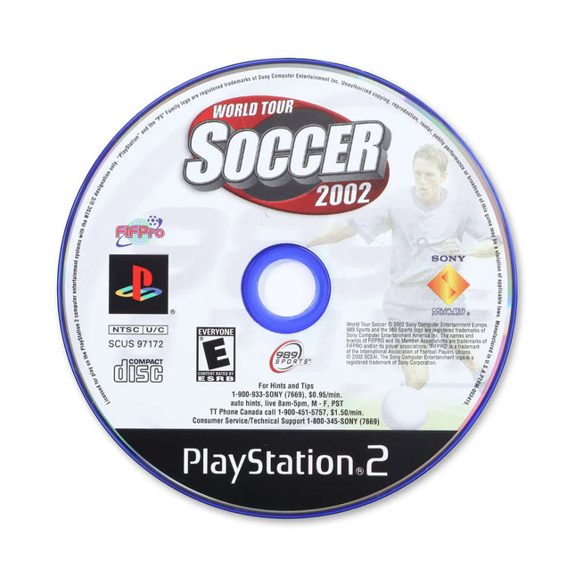 World Tour Soccer 2002 for Sony PlayStation 2 - Disc front with label - Game only.