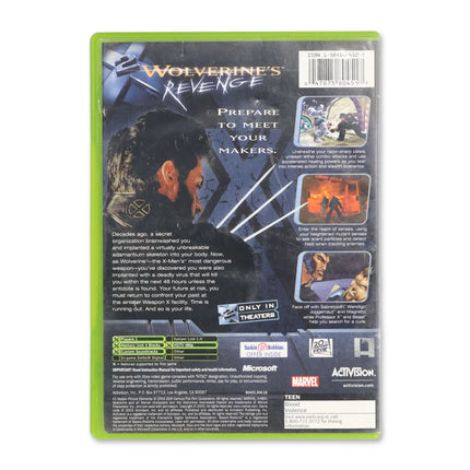 X2 Wolverines Revenge for Microsoft Xbox - Case back cover - Product gallery.